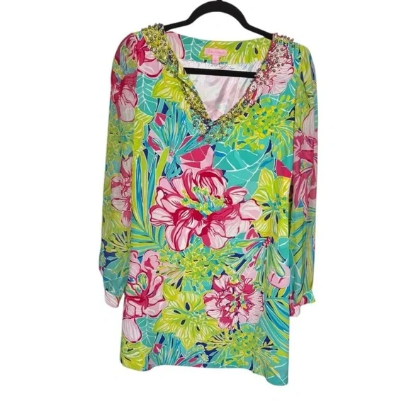 Lilly Pulitzer Floral V-Neck Long-Sleeve Mini Dress - Multi - Picture 2 of 7